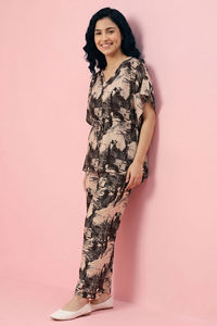 Zivame Woven Kaftan Loungewear Set - Whitecap Grey — thumbnail 5